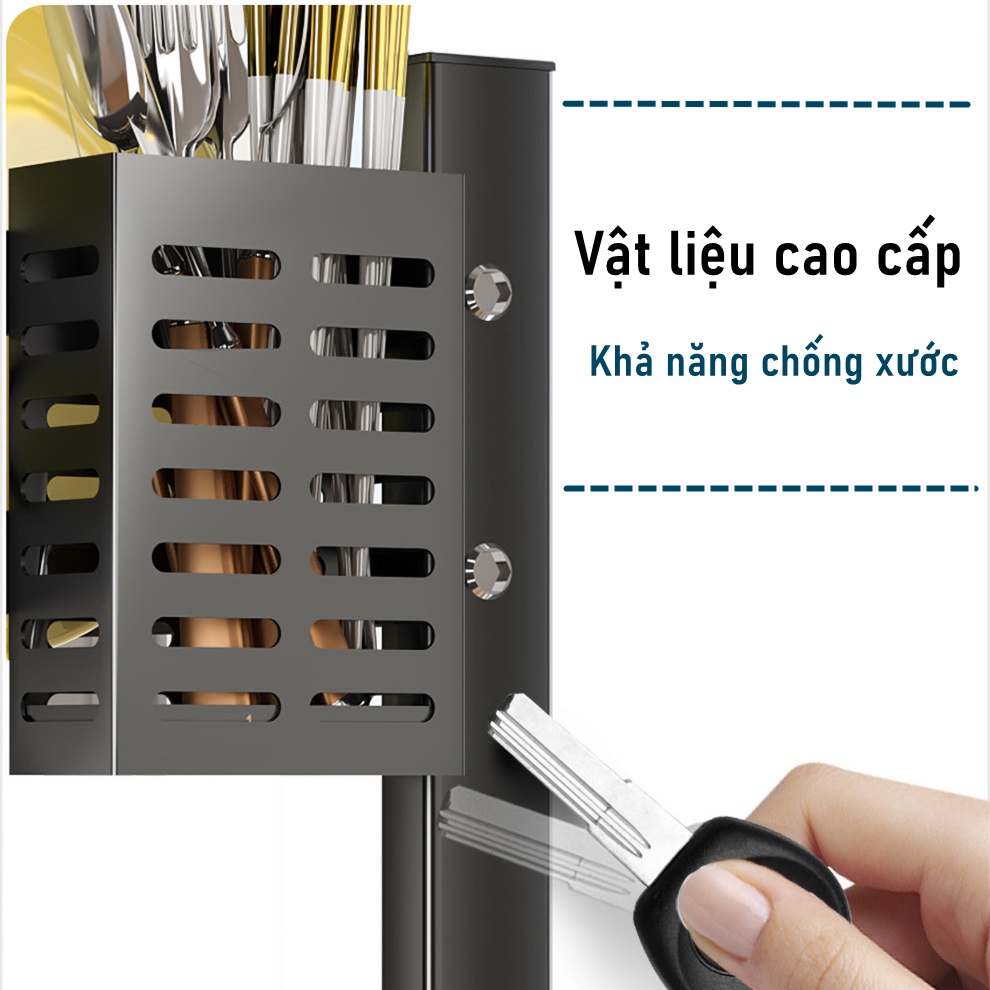 Kệ Để Chén Bát Đa Năng Chất Liệu Thép Carbon Cao Cấp Chống Gỉ Sét, Kệ Chén Nhà Bếp Thông Minh Tiện Ích Loại Đầy Đủ Phụ Kiện 95cm