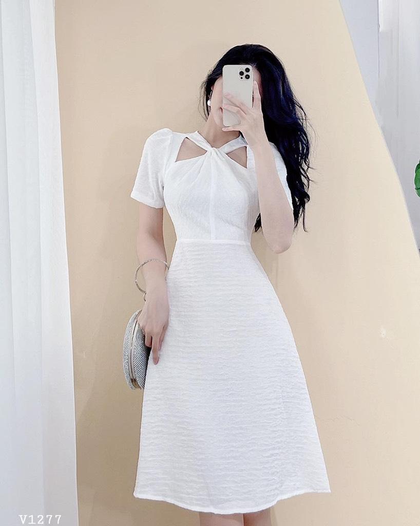 ĐẦM XÒE XỐP KHOÉT VAI XOẮN NGỰC 12657
