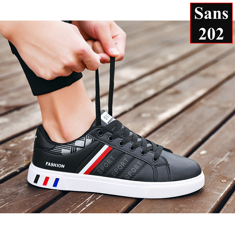 Giày thể thao sneaker nam Sans202 đen sọc trắng