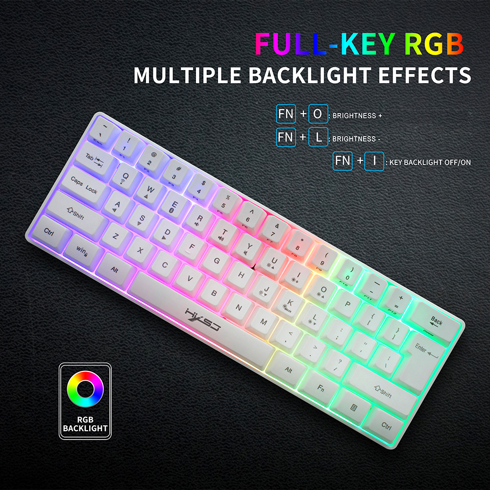 HXSJ L500 61-key Dual-mode Keyboard BT 5.0 Compact Keyboard 2.4G Wireless RGB Backlit Keyboard