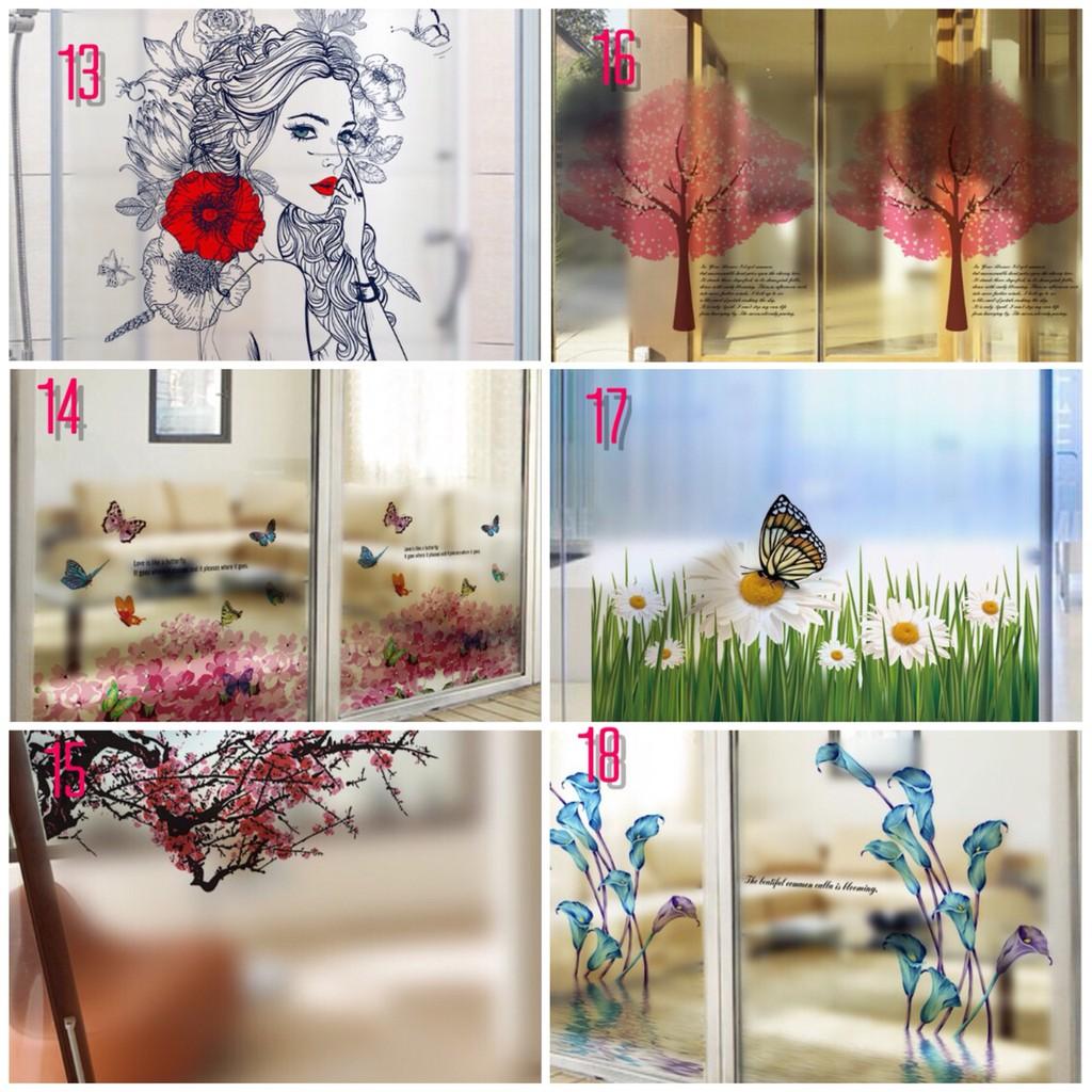 COMBO 2 Tấm Decal dán kính cao cấp nhiều mẫu khổ 60x58cm