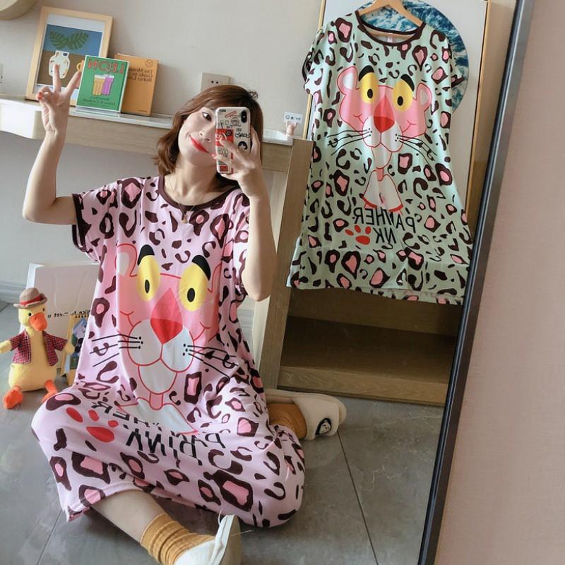 Đầm Ngủ Ngắn Tay In Họa Tiết Hoạt Hình Xinh Xắn Dành Cho Nữ