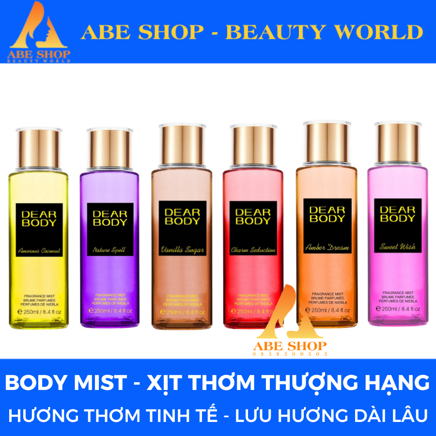 Body Mist DEAR BODY 250ml - Siêu Thơm Mời Bạn Cùng Xịt - Lưu Hương 8h - Hấp Dẫn - Quyến Rũ