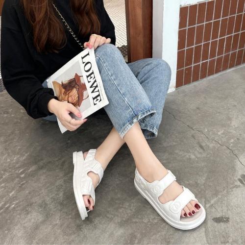 Dép Sandal Nữ Quai Hậu, Kiểu Dáng Ulzzang Thời Trang 2 Mầu Đen - Trắng Đi Học, Đi Chơi