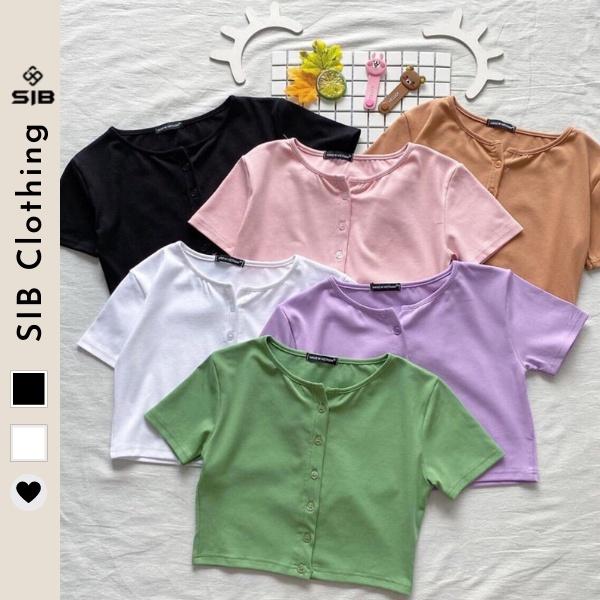 Áo croptop body SIB Clothing tay ngắn sexy có nút cài SIB010