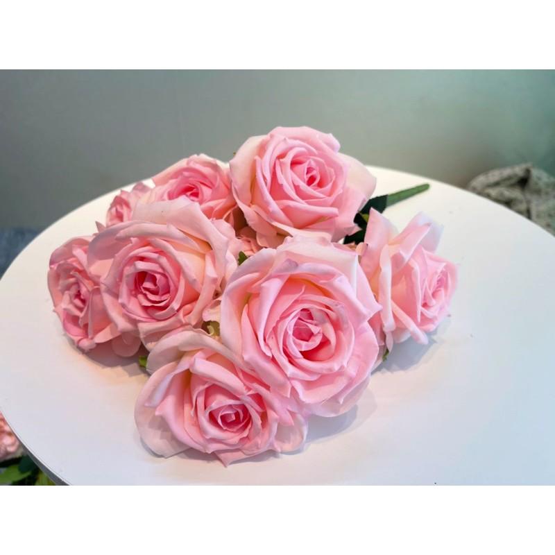 Hoa lụa - Cụm hoa hồng 10 bông