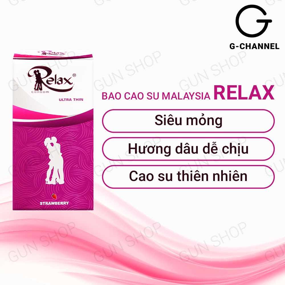 Bao cao su Relax - Hương dâu kèm 1 chiếc BCS Gun Super Thin