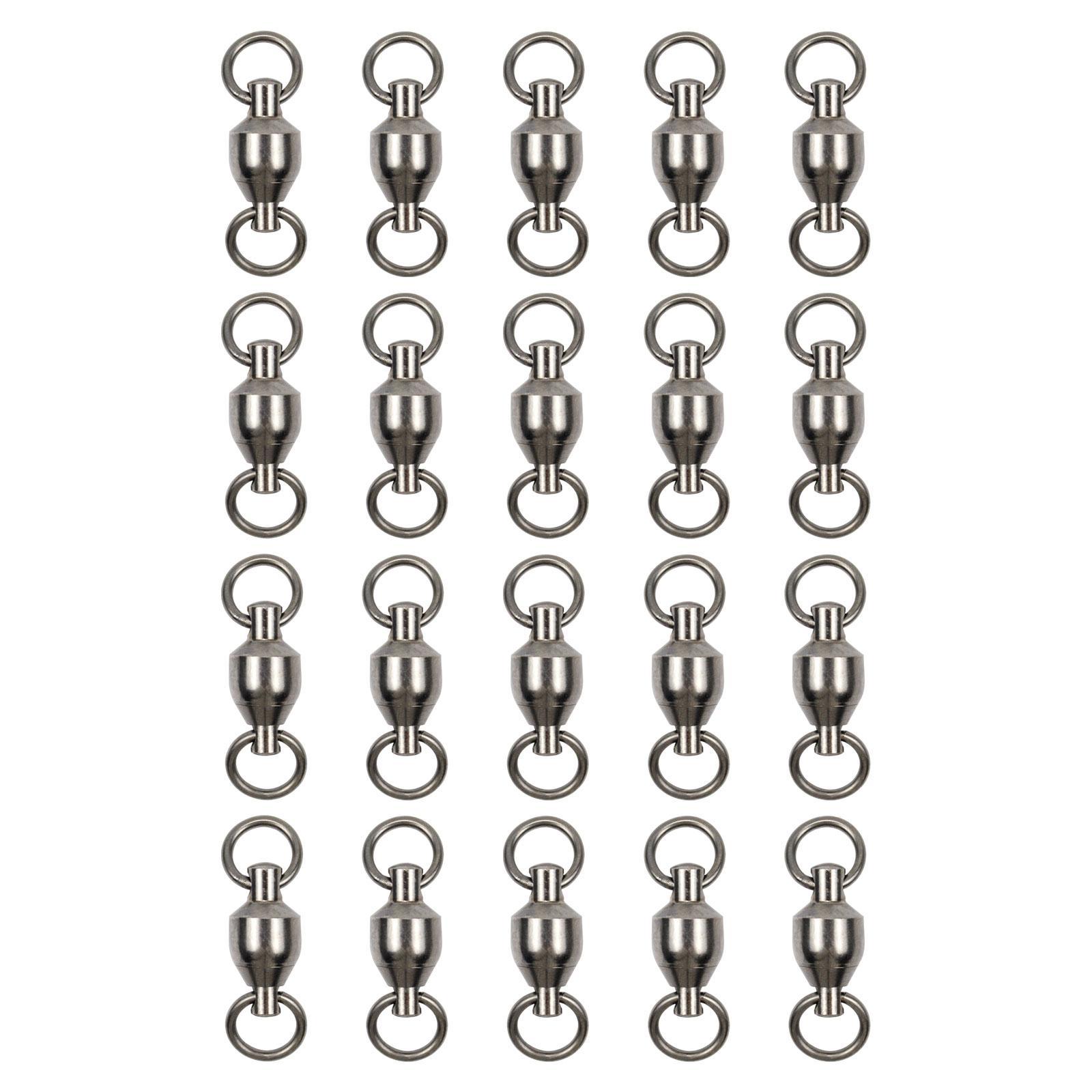 20x Fishing Swivels, Ball Bearing Swivels, Small Reusable High Strength for Freshwater Saltwater Barrel Swivels, Gray