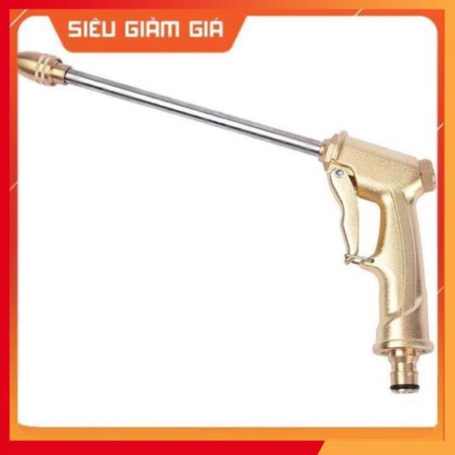 Bộ dây vòi xịt nước rửa xe, tưới cây . tăng áp 3 lần, loại 15m 206701-2 đầu đồng,cút,nối nhựa vàng