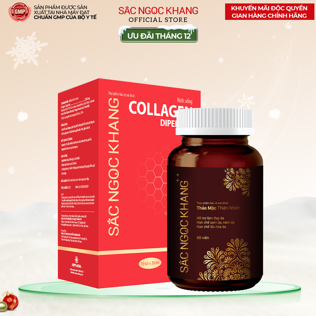 Bộ Trẻ Hóa Da Cao Cấp [Viên Uống Sắc Ngọc Khang ++ 60 Viên & Nước Uống Đẹp Da Collagen Dipeptide Sắc Ngọc Khang 15 Túi]