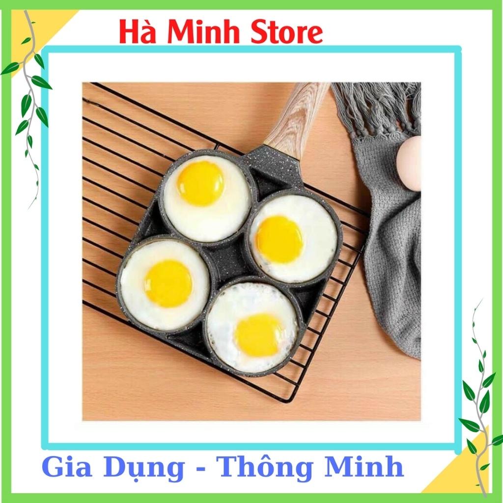 Chảo Chiên Trứng 4 Ngăn, Chảo Đá 4 Ngăn Chống Dính, Chống Chầy Xước Cực Tốt, Dùng Cho Mọi Loại Bếp Gia Dụng Hà Minh