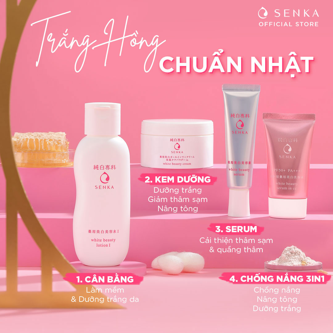 Kem Dưỡng Trắng Sáng &amp; Giảm Thâm Nám Ban Ngày Senka White Beauty UV Cream 50g SPF 25 PA ++