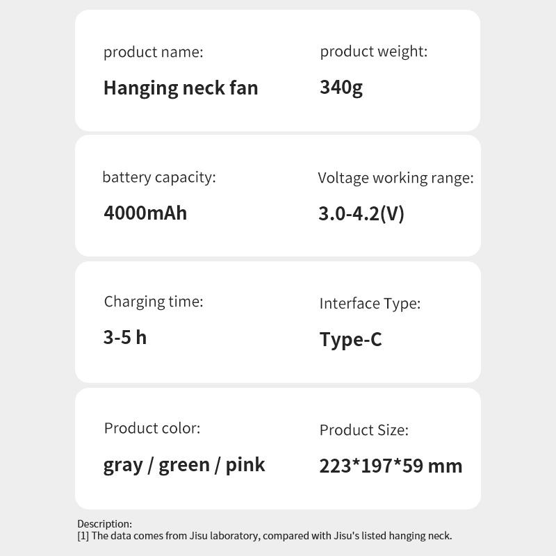 JISULIFE Portabel Neck Fan 4000mAh USB Rechargeable-Hàng chính hãng