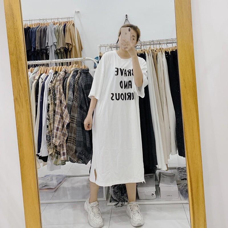 Váy suông cotton xẻ tà