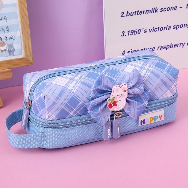 Hộp Bút Vải Cute Nhiều Ngăn Cho Bé Gái Nơ Happy  BU22