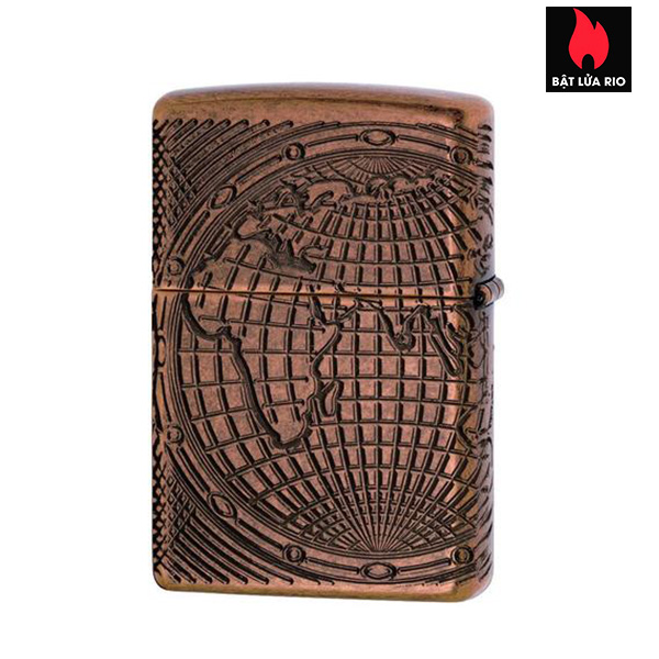 Bật Lửa Zippo 29853 – Zippo World Map Design Armor Antique Copper