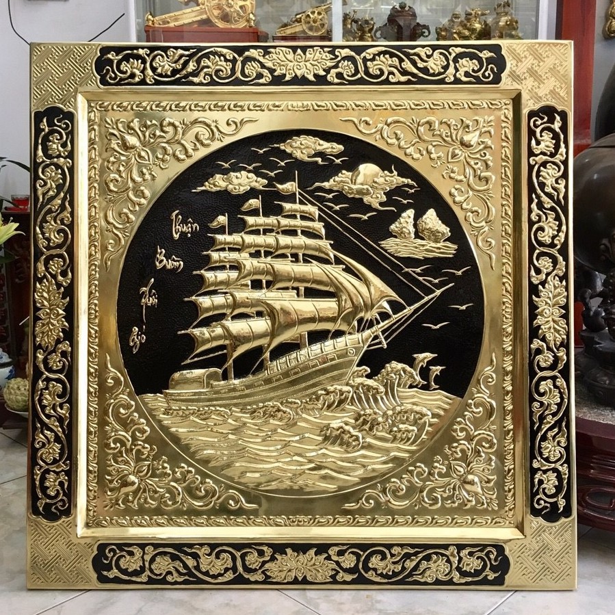 Tranh đồng thuận buồm xuôi gió đúc liền khối 90 x 90cm