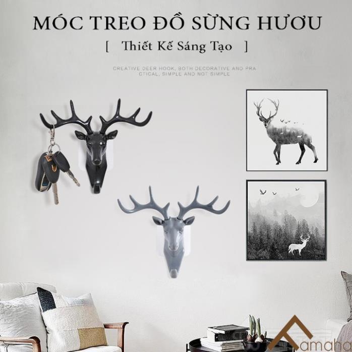 Móc Treo Đồ Dùng, Móc Khóa Hình Hươu Dán Tường Nhiều Màu