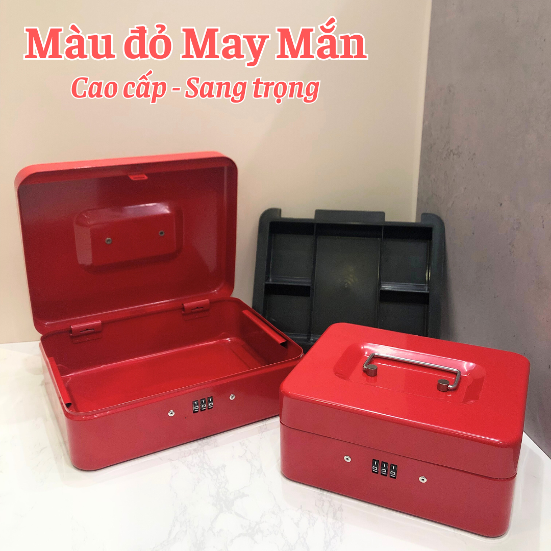 Hộp đựng tiền tiết kiệm, hộp đựng tiện màu đỏ may mắn cao cấp sang trọng
