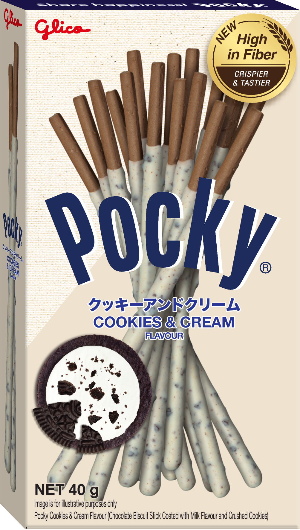 Bánh que GLICO Pocky Cookies & Cream phủ kem cookie (Combo 4 hộp)