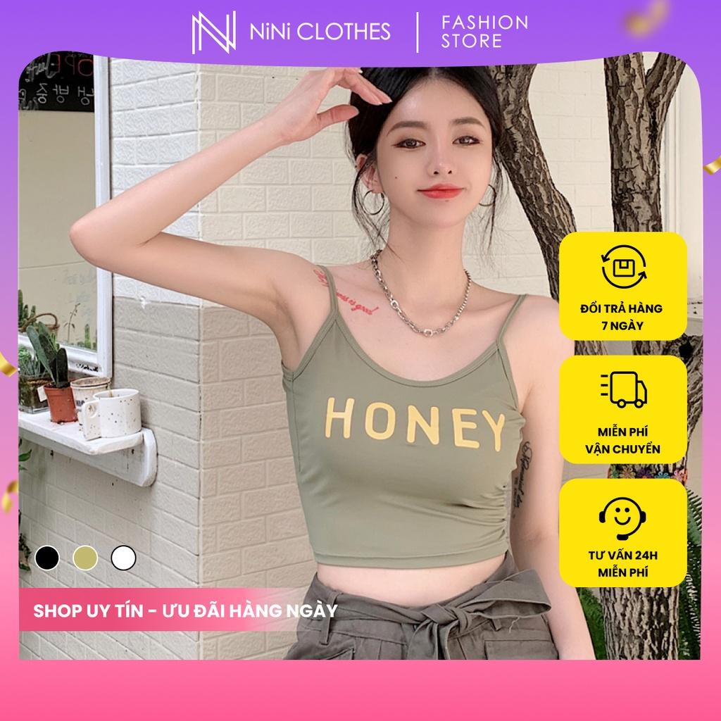 Áo hai dây nữ hở lưng Honey cao cấp chất thun lạnh có miếng lót freesize