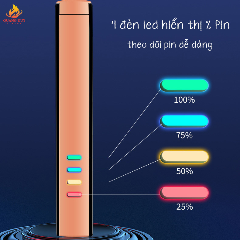 hột quẹt điện plasma 4 tia chống gió sạc pin, thiết kế đơn giản sang trọng