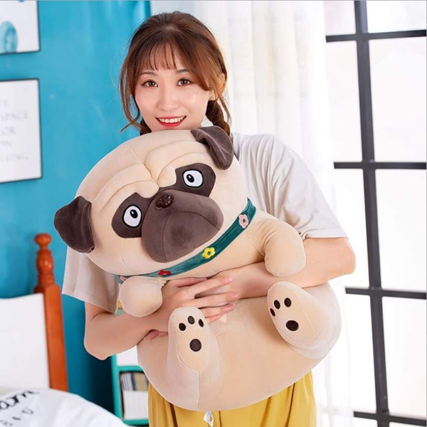 Gấu Bông Chó Bulldog Ngồi (55 Cm) Gb179 (Tặng 1 Móc Khóa Dây Da Pu Đính Đá Lấp Lánh)