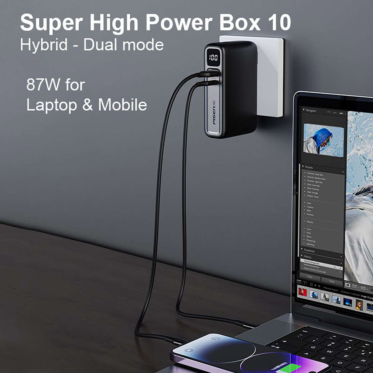 Sạc dự phòng 87W - PISEN PRO Super High Power Box - Hybrid - Laptop &amp; Mobile - Hàng chính hãng