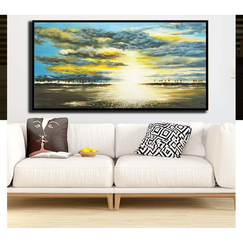 Tranh đơn canvas treo tường Decor Bình minh trên sông - DC190