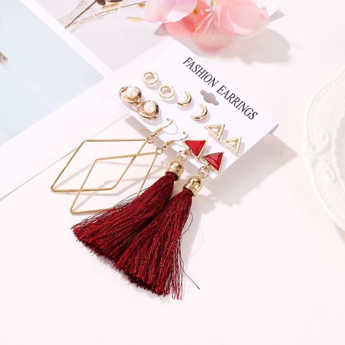 Set bông tai đủ mẫu gồm 6 đôi như hình
