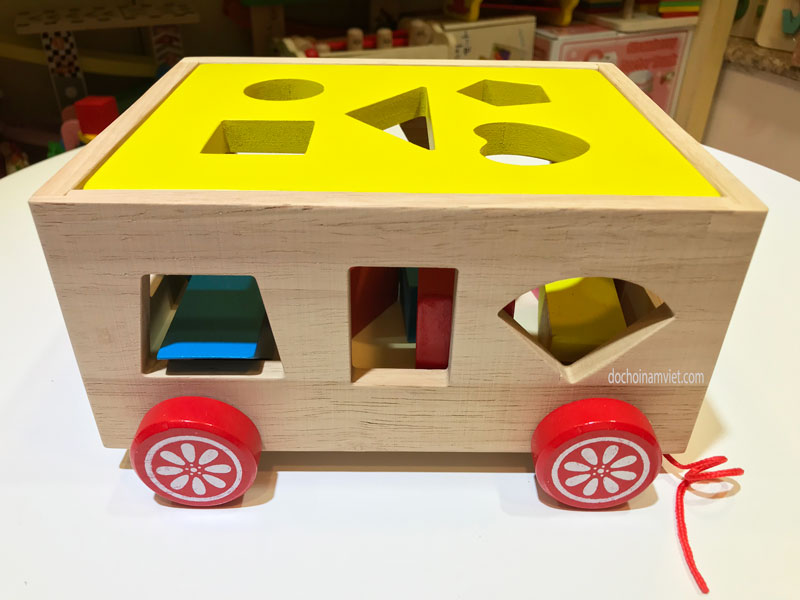 Đồ chơi gỗ thông minh xe ô tô thả khối cho bé học hình