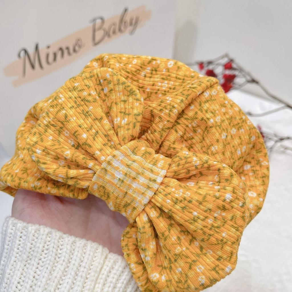 Mũ nón turban nơ vàng hoa nhí cho bé 6-10kg Mimo baby MTB67