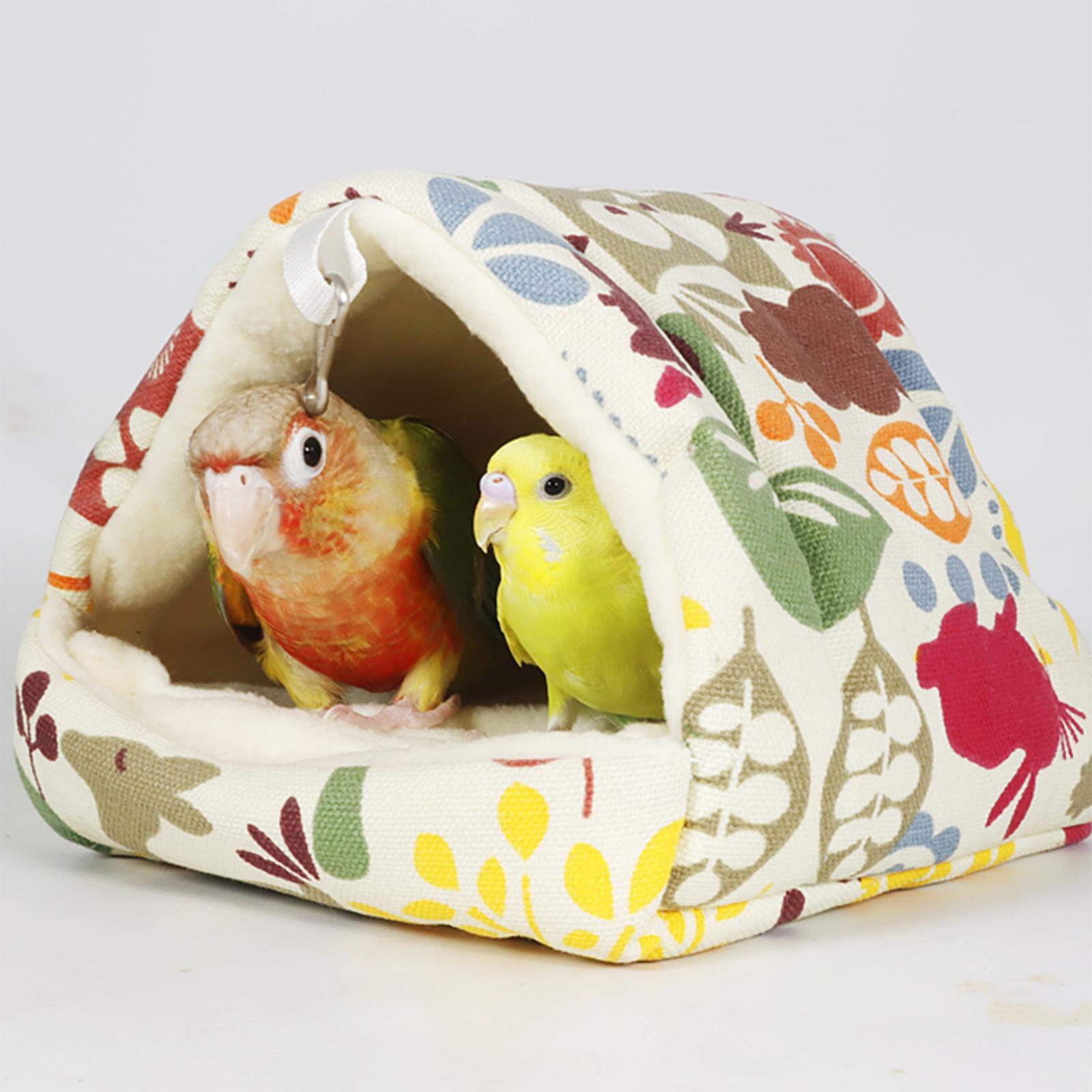Winter Warm Bird Nest Shed Hut Hanging Hammock Finch Cage Plush Hut Hideaway for Macaw Budgies Parakeet Cockatiels Cockatoo Lovebird