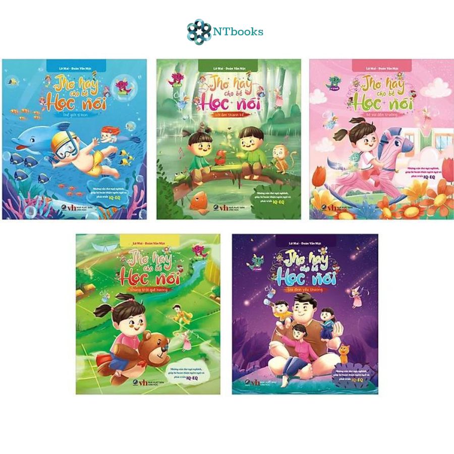 Combo 5 cuốn sách Thơ hay cho bé học nói 5T - Những vần thơ ngộ nghĩnh, giúp bé hoàn thiện ngôn ngữ và phát triển IQ-EQ