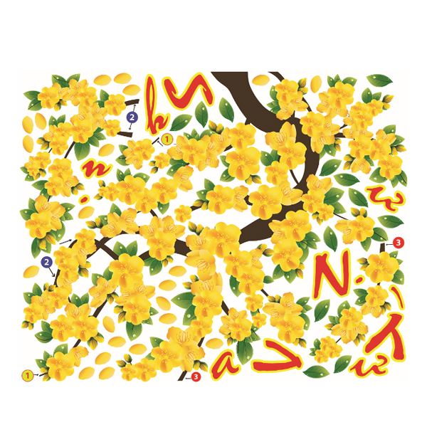 Decal Dán Tường Trang Trí Tết Xuân Combo Số 26