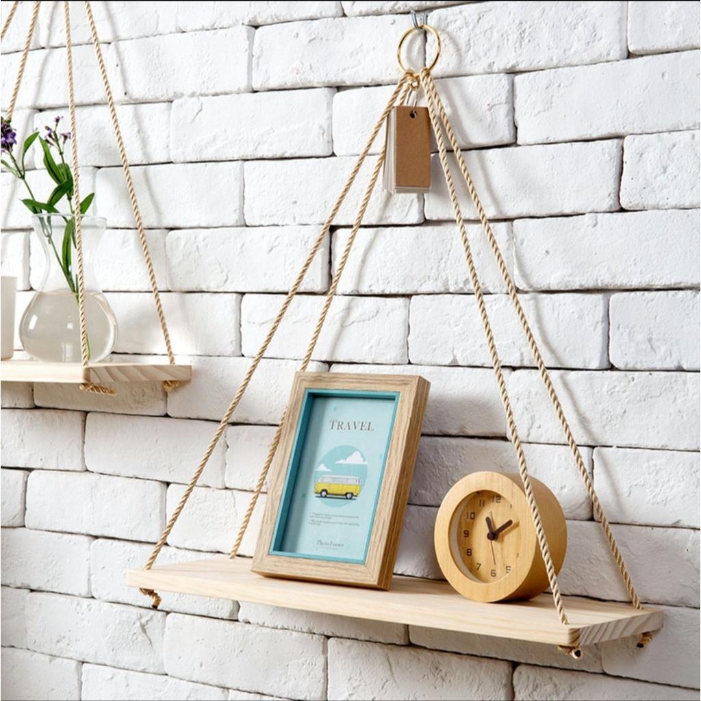 Kệ treo tường trang trí, kệ gỗ decor treo tường đa năng phong cách vintage Mozi - KM003