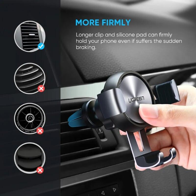 Ugreen UG50564LP130TK Gravity Drive Air Vent Mount Phone Holder Gray - HÀNG CHÍNH HÃNG