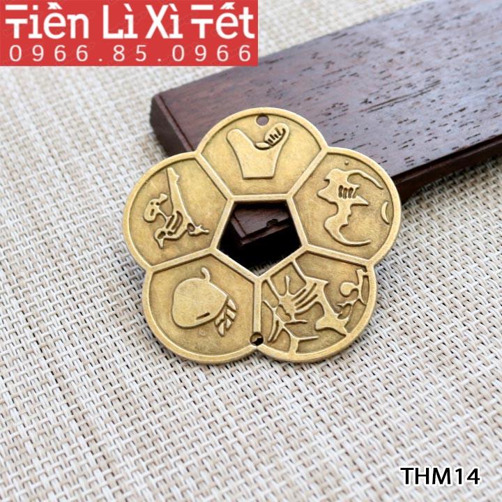Xu Hoa Mai, Xu phong thủy, Xu tài lộc , Xu may mắn, Hoa mai 5 cánh
