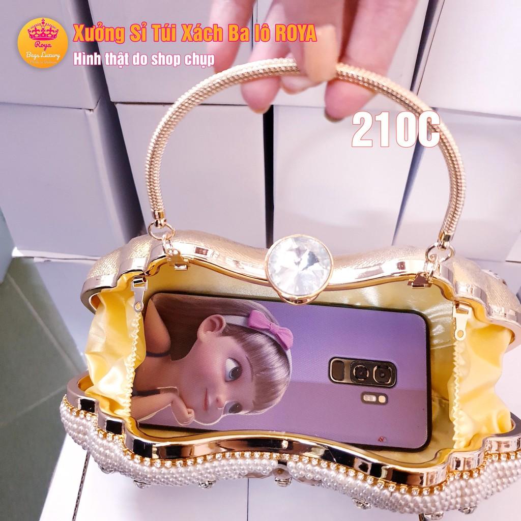 Ví Cầm Tay Nữ Clutch Dự tiệc ROYA cốp đính đá sang trọng đẹp sang chảnh 210C