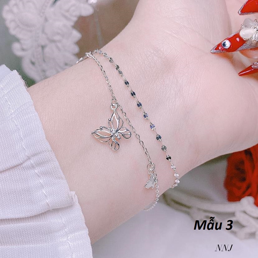 Lắc tay nữ kiểu 2 sợi mảnh chất liệu bạc s925 MS87c