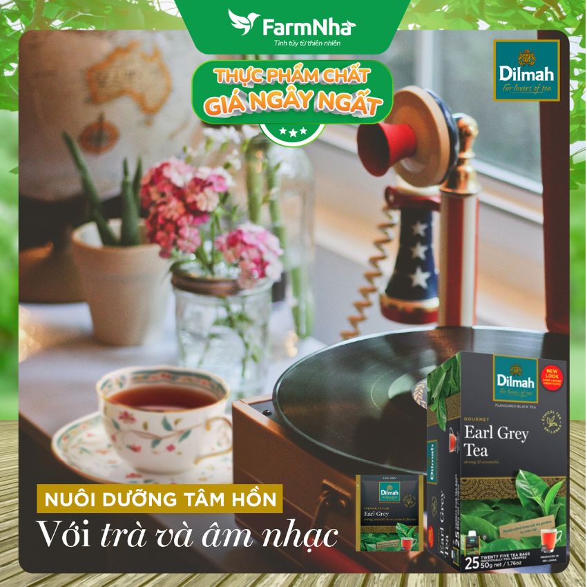 Trà Dilmah Premium Ceylon Earl Grey Tea 50g 25 túi x 2gr Trà Bá Tước Anh Quốc - Tinh hoa trà Sri Lanka