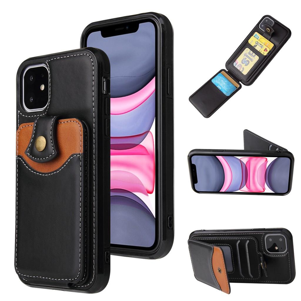 Bao da cho iPhone12/12pro/ 12 Pro Max / iphone12 Mini / iPhone 11 / 11Pro/iphone 11pro Max Bao da nắp gập hai lớp Khe cắm thẻ đứng Bao đựng ví mềm