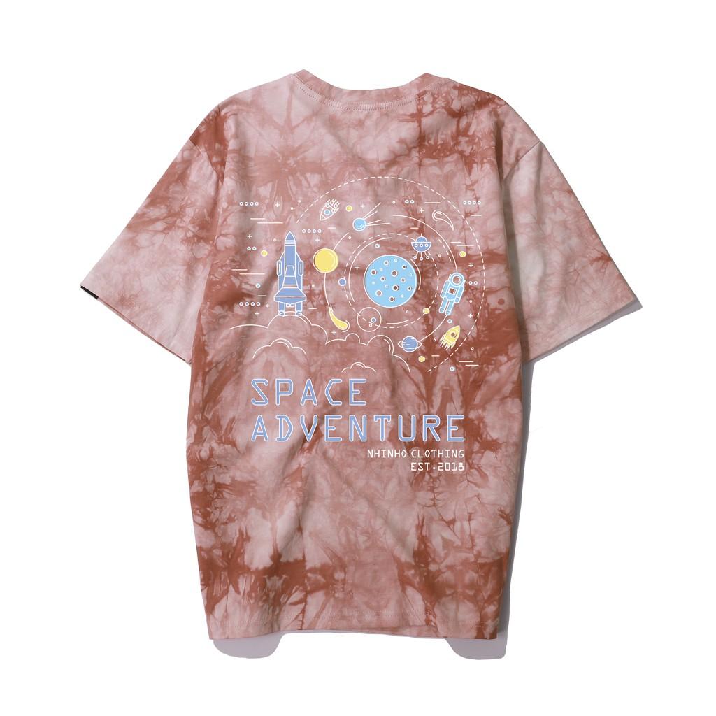 Áo thun unisex loang màu form rộng tay lỡ Adventure