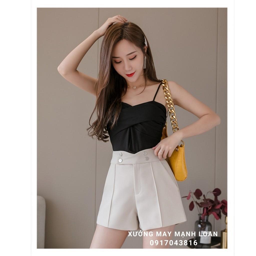 Quần Short Đùi Nữ Cạp Cao Đính Khuy Siêu Hot N094