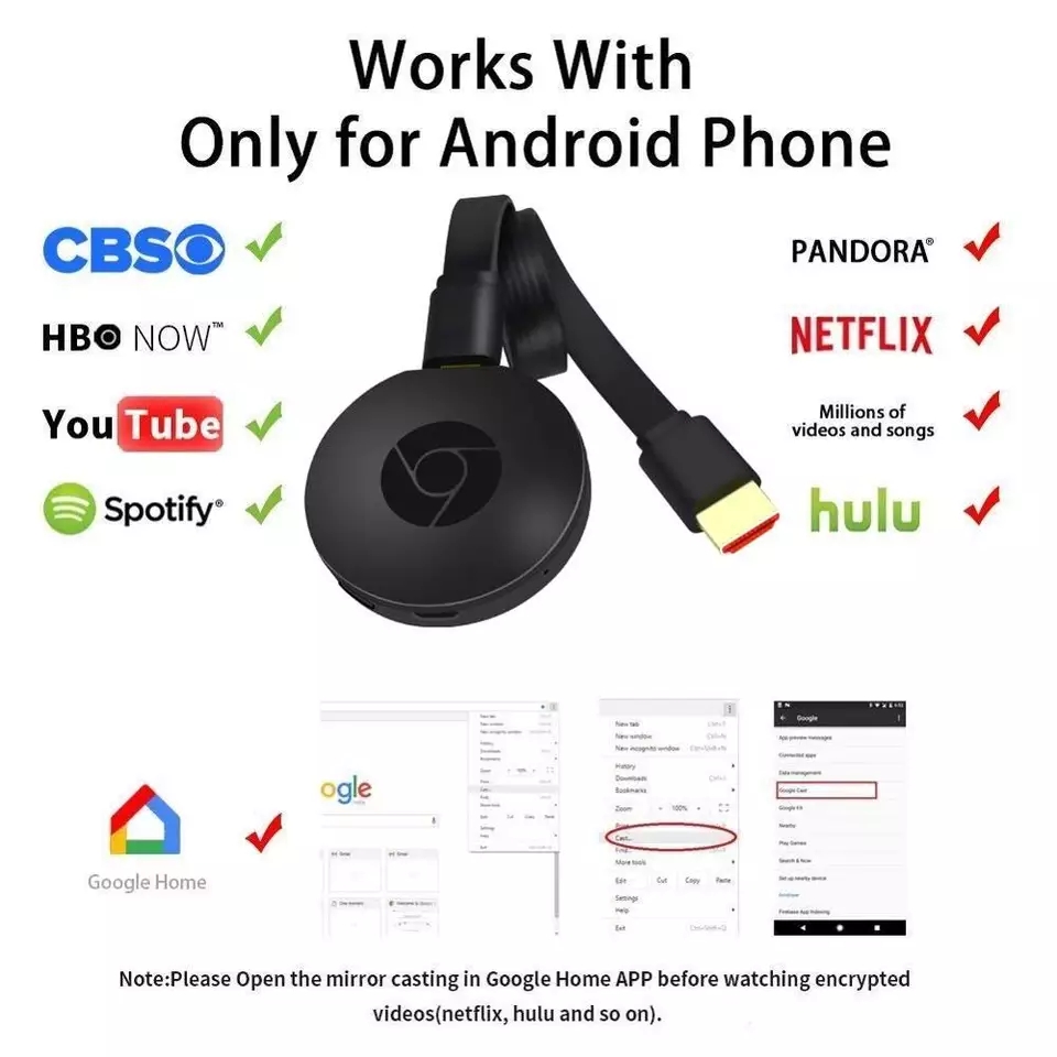 Thiết bị Stream không dây Chromecast  Mirascreen G2 ( hàng nhập khẩu )