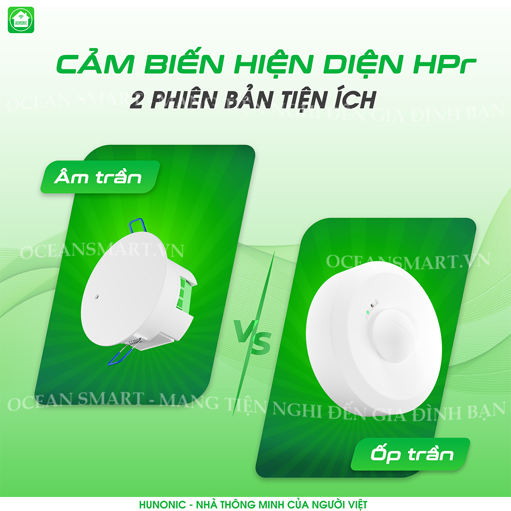 Cảm Biến Hiện Diện Thông Minh Hunonic, Cảm Biến Bật Tắt Đèn Nhà Vệ Sinh - HNSSHPR