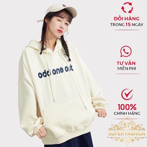 Áo Hoodies Nữ Chui Đầu Có Nón In Chữ Chất Nỉ Mềm Mịn Form Rộng Mặc Đẹp Thoải Mái Thời Trang FASHION