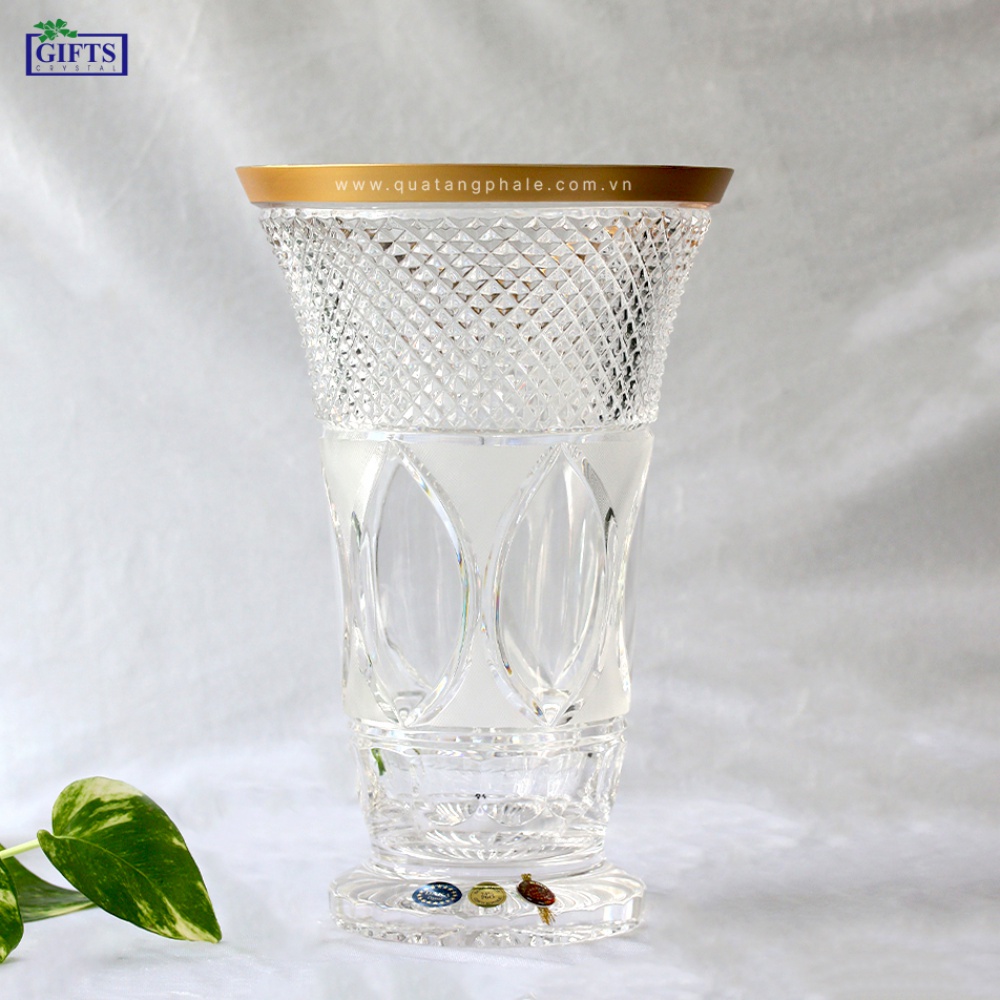 Bình hoa 111ZL Pha lê mạ vàng Bohemia Tiệp khắc 30cm