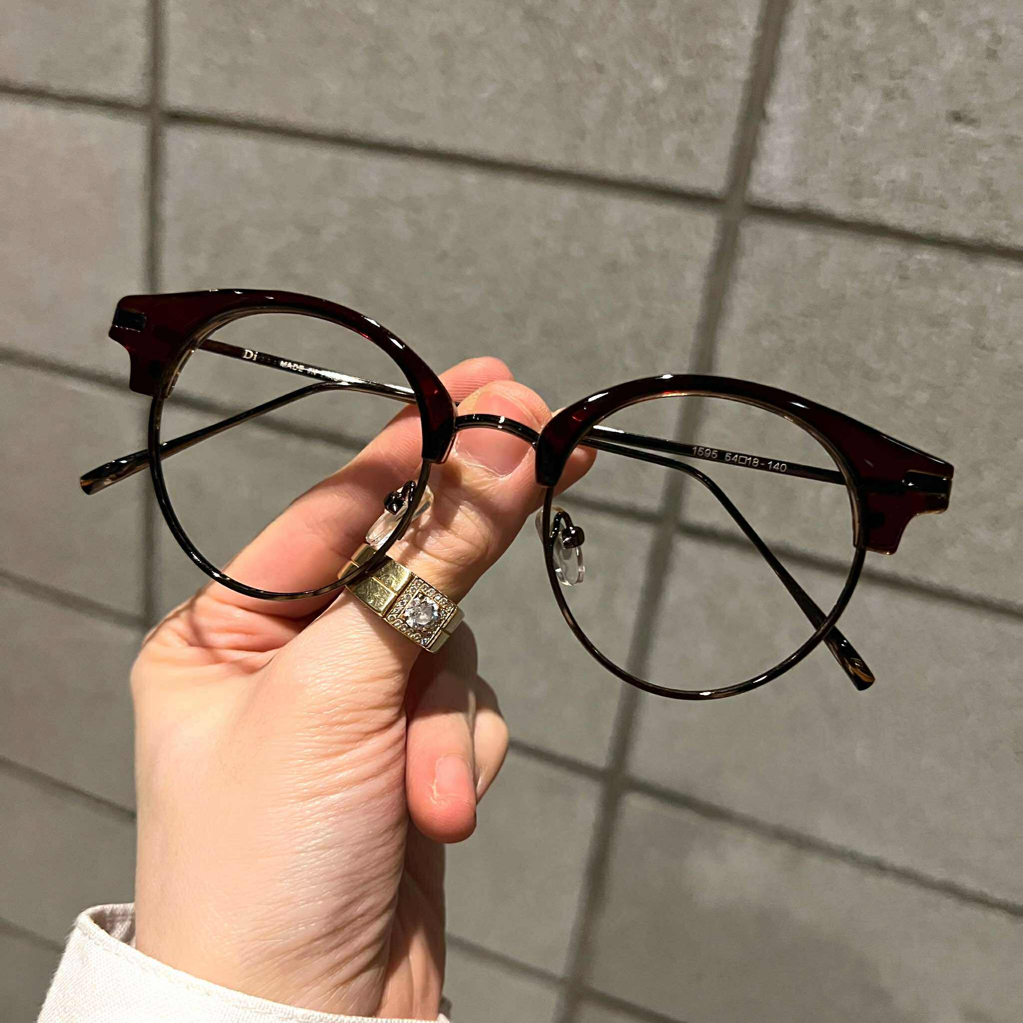 Kính thời trang nam nữ dáng mắt tròn to kim loại