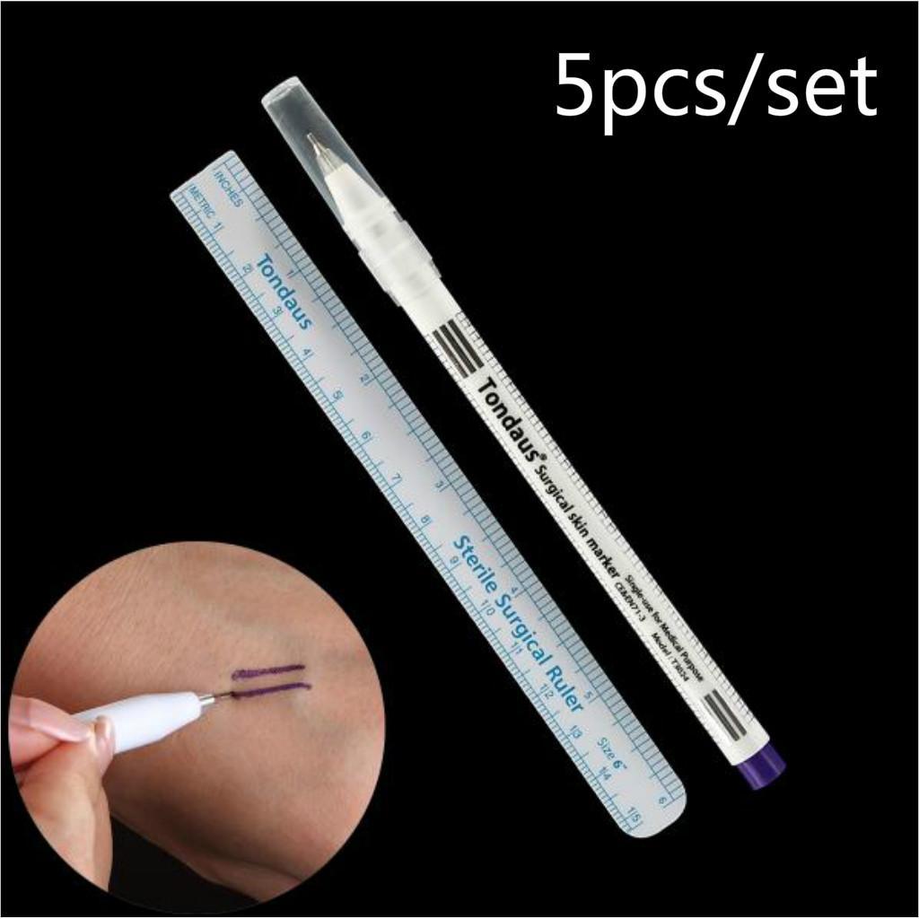 5x Tattooing Marker Pen 10pcs Disposable Microblading Eyebrow Measure Ruler